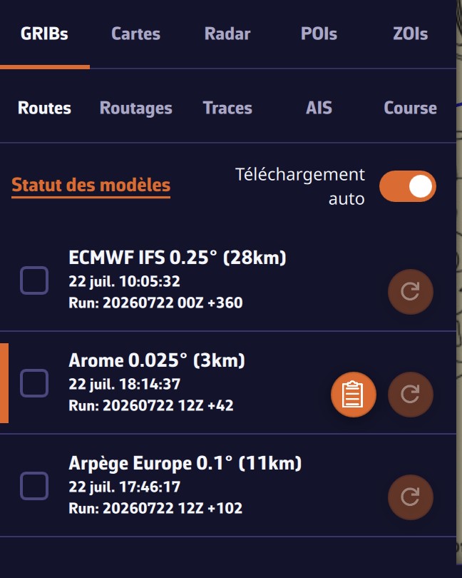Téléchargement automatique des GRIB