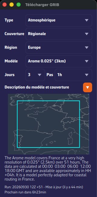 Das Datenblatt des AROME-Modells: Gebiet, Beschreibung und Läufe