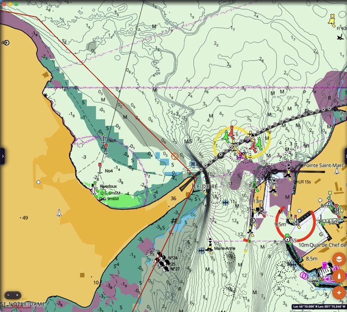 Zone de fonds activée, près du pont de l'île de Ré