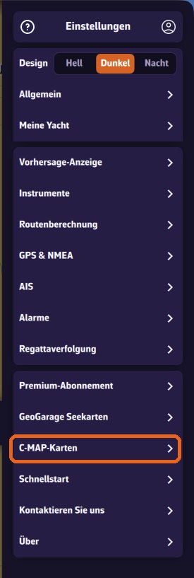 Einstellungen: C-MAP-Karten