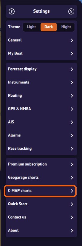 Settings: C-MAP charts