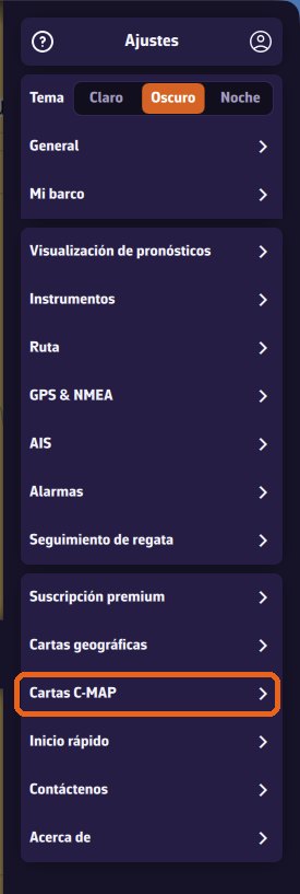 Ajustes: Cartas C-MAP