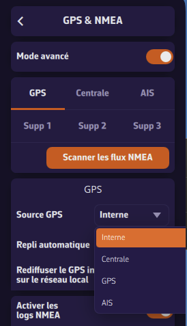 Le choix de la source de position