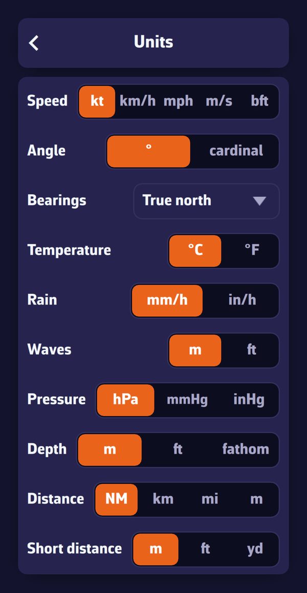 Settings > General > Units