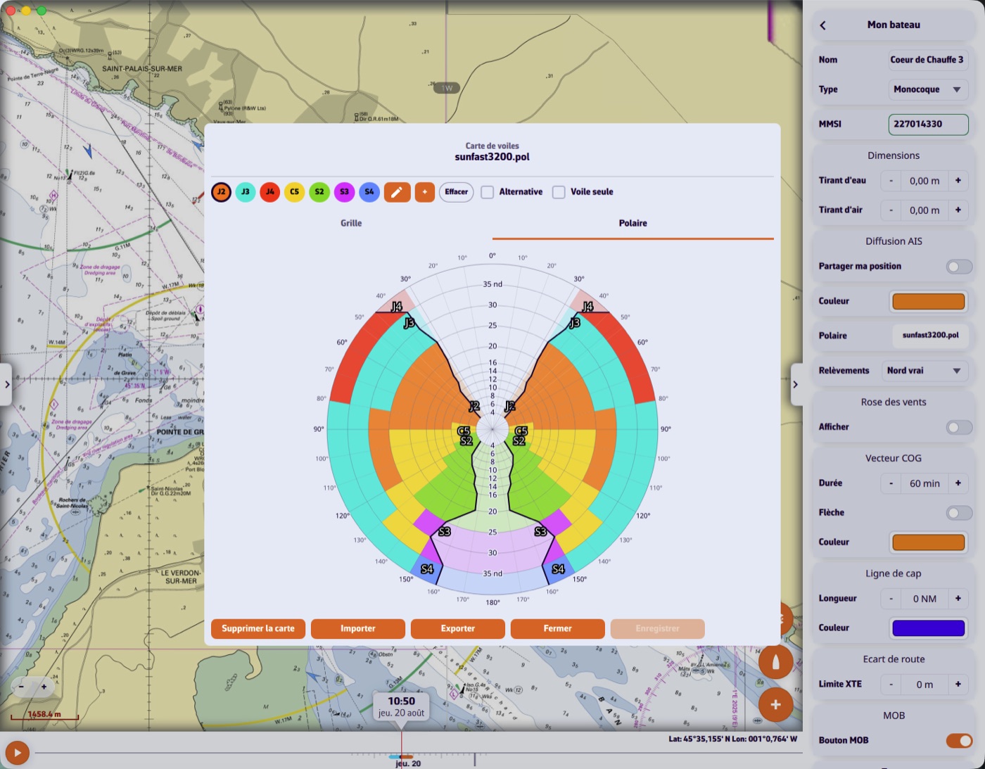 Sailcharts-Editor, Polaransicht
