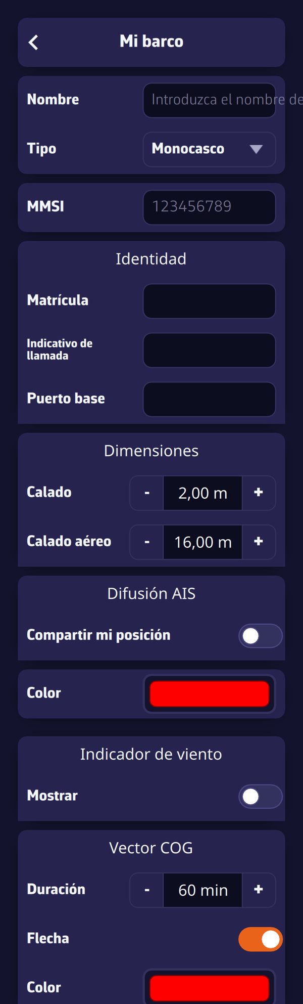 Mi barco: la polar y los umbrales de viento flojo y fuerte
