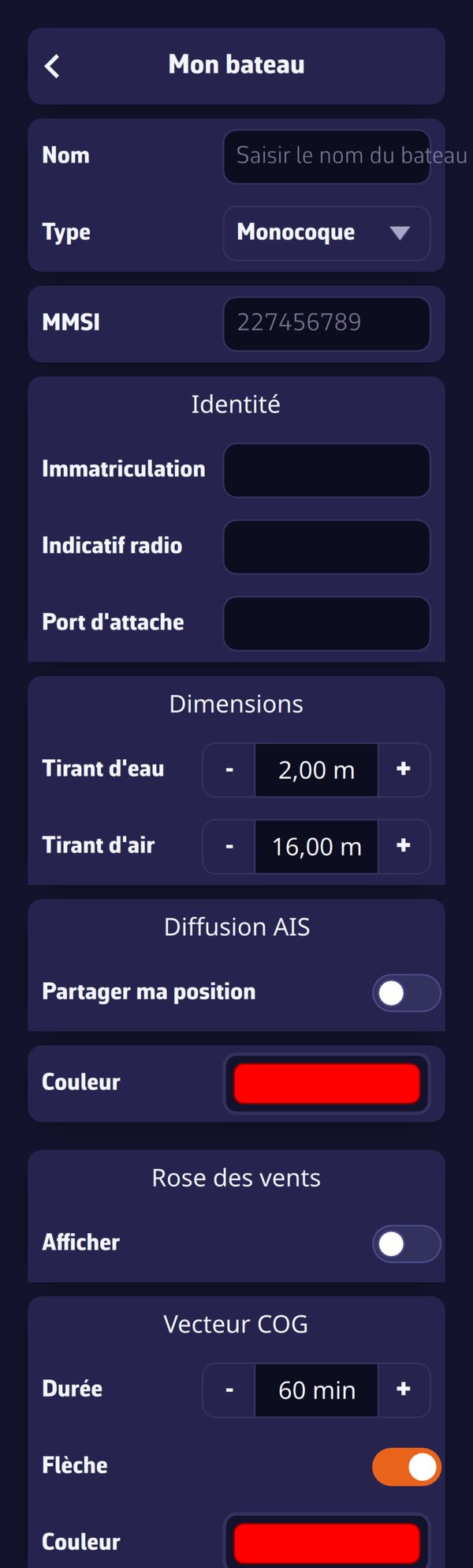 Mon bateau : la polaire et les seuils de vent faible et de vent fort