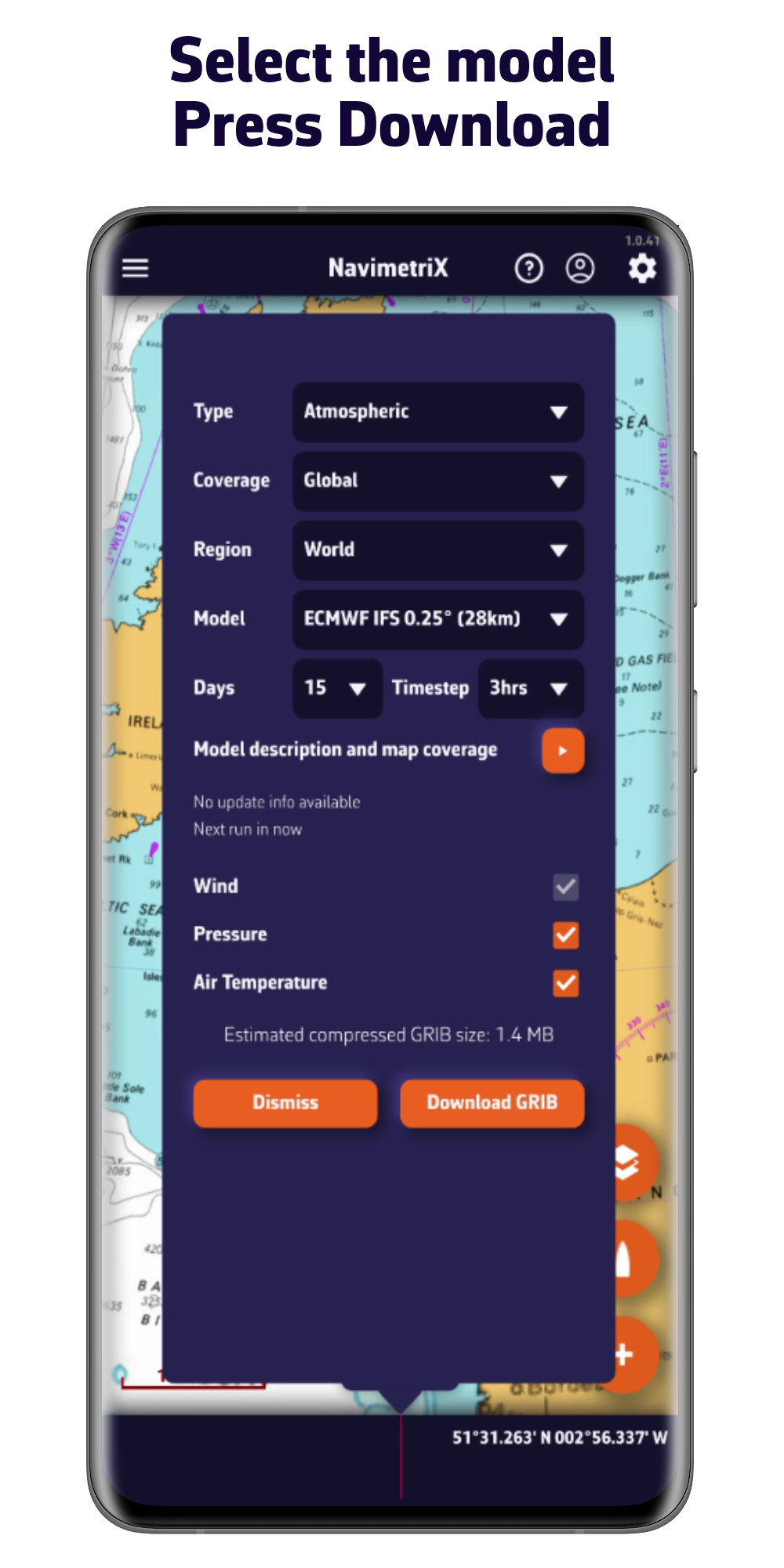 Seleccione el modelo. Pulse Download