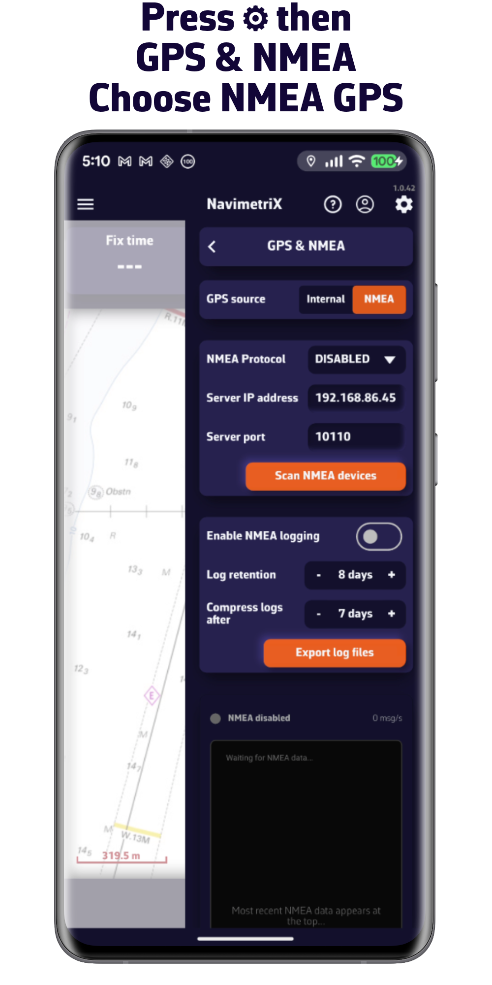 Pulse Settings y luego GPS & NMEA. Elija NMEA GPS