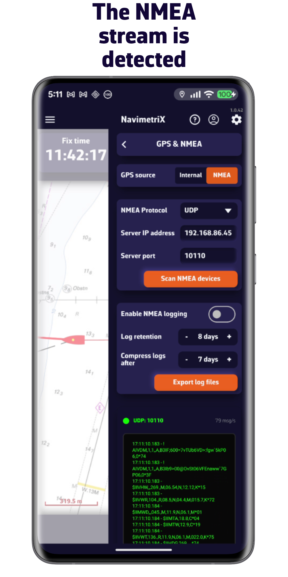 El flujo NMEA ha sido detectado