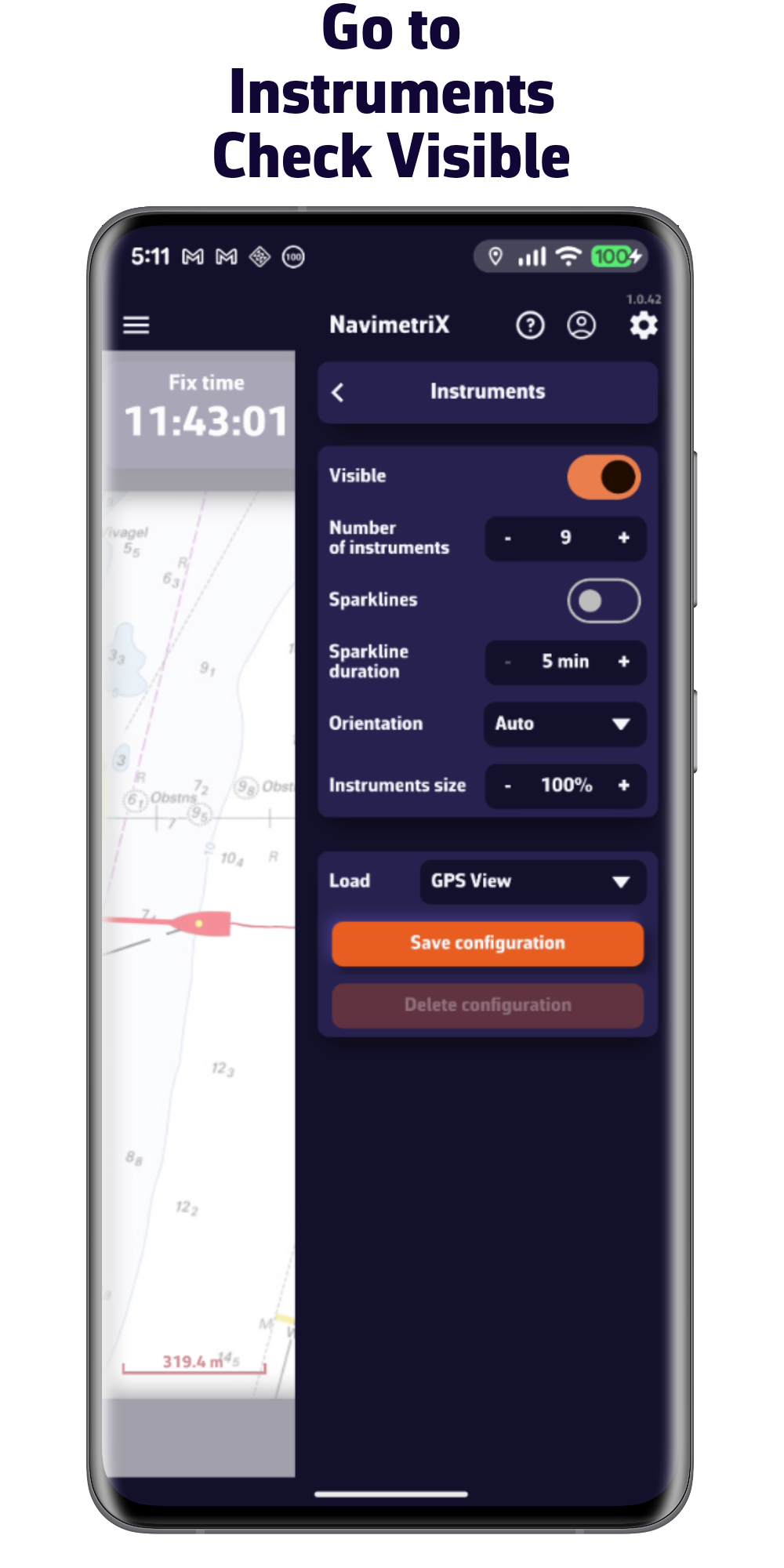 Vaya a Instruments. Marque Visible