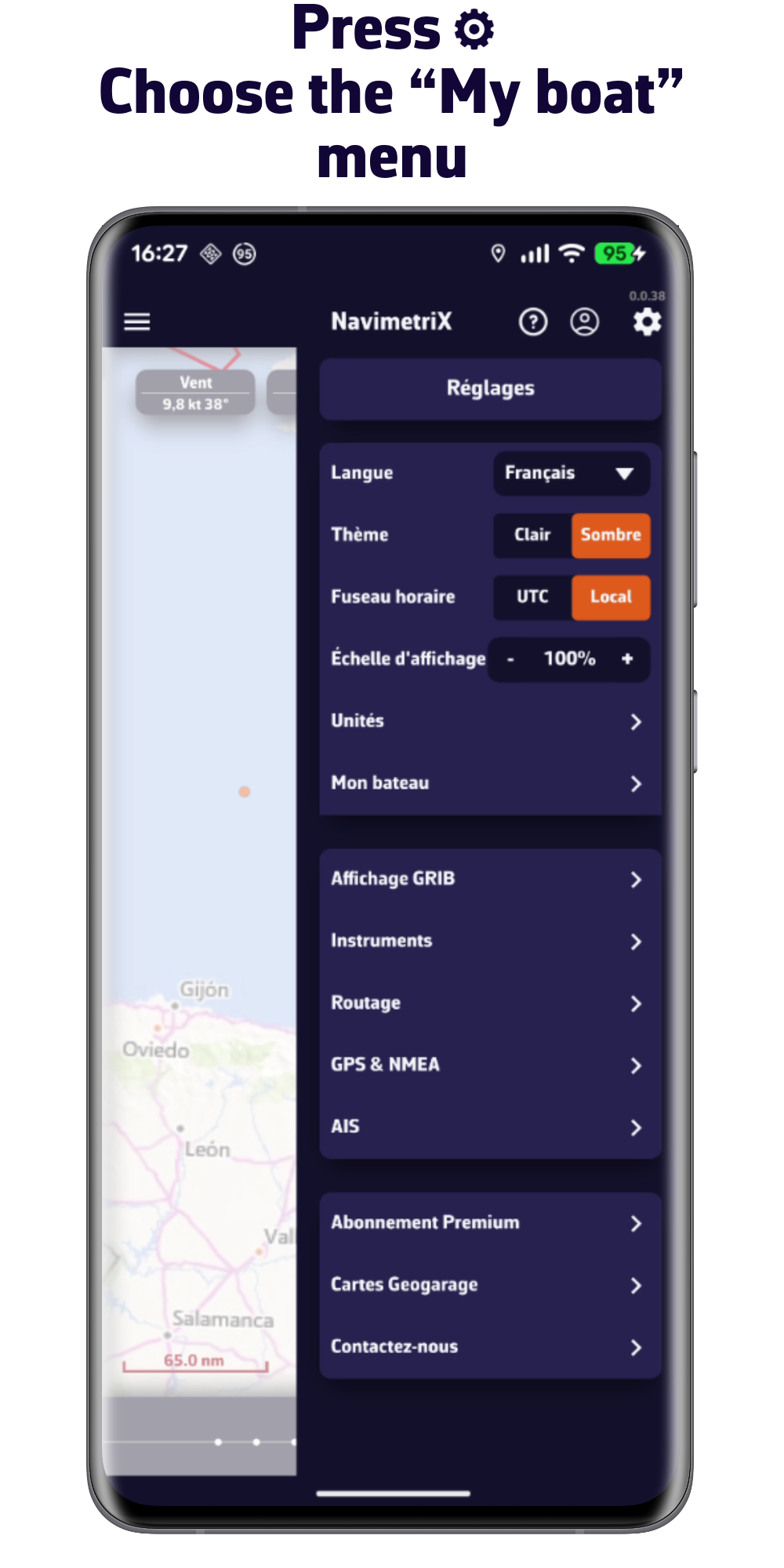 Pulse Settings. Elija My boat