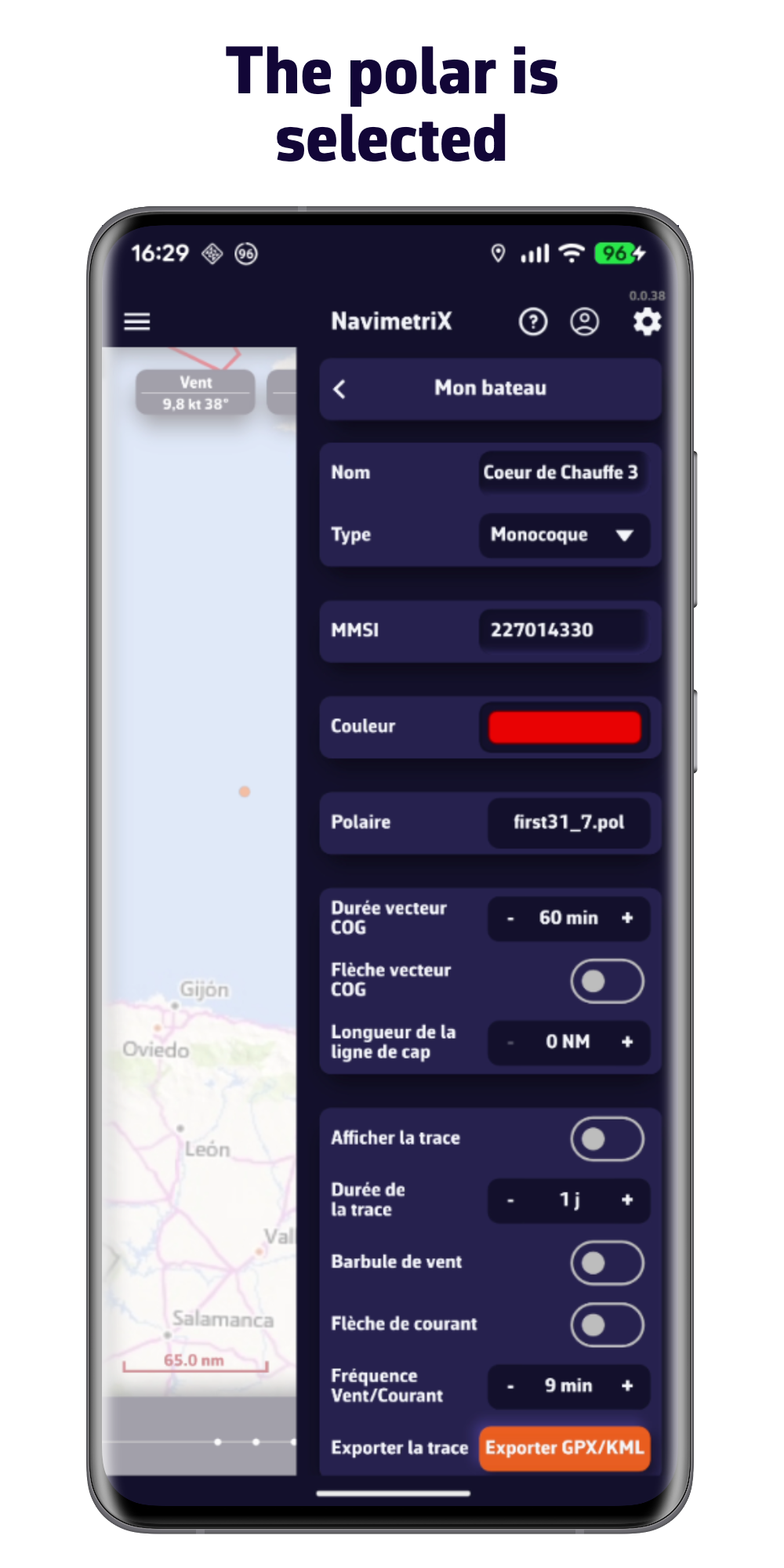 La polar está seleccionada