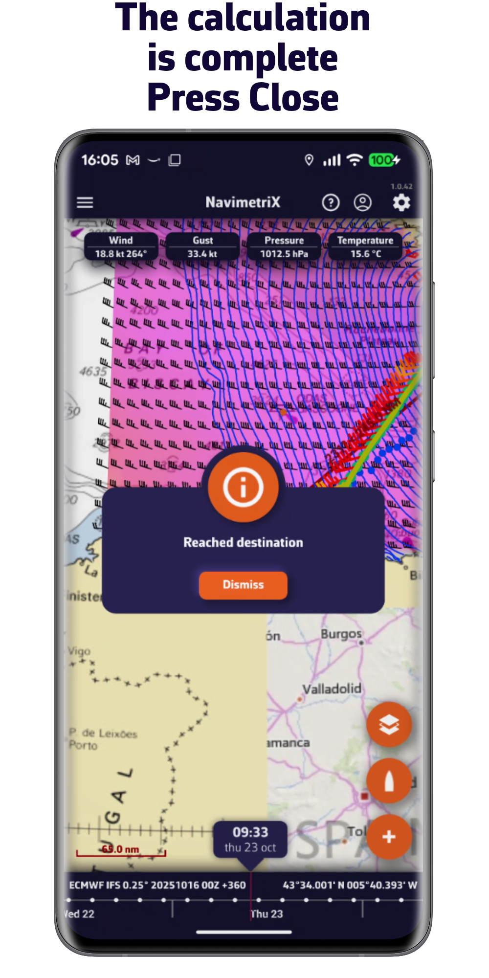 El cálculo ha terminado. Pulse Close