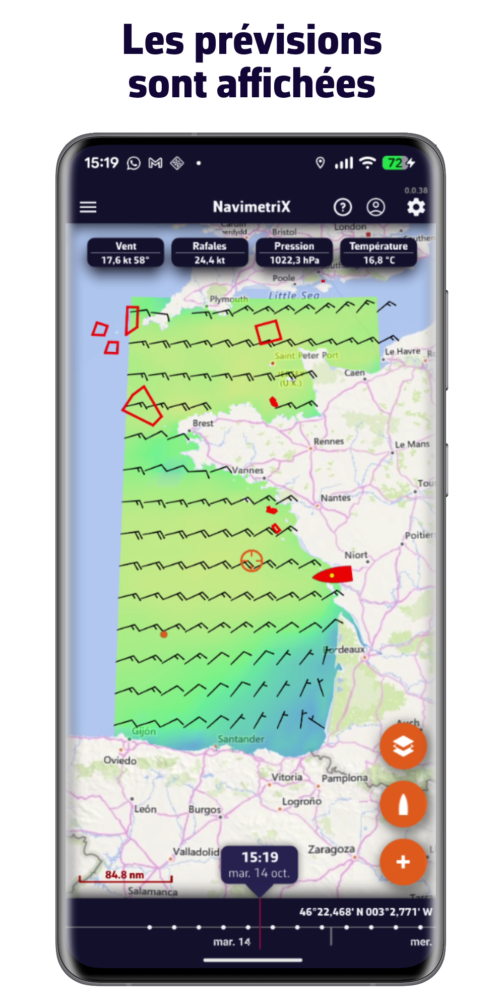 Les prévisions sont affichées